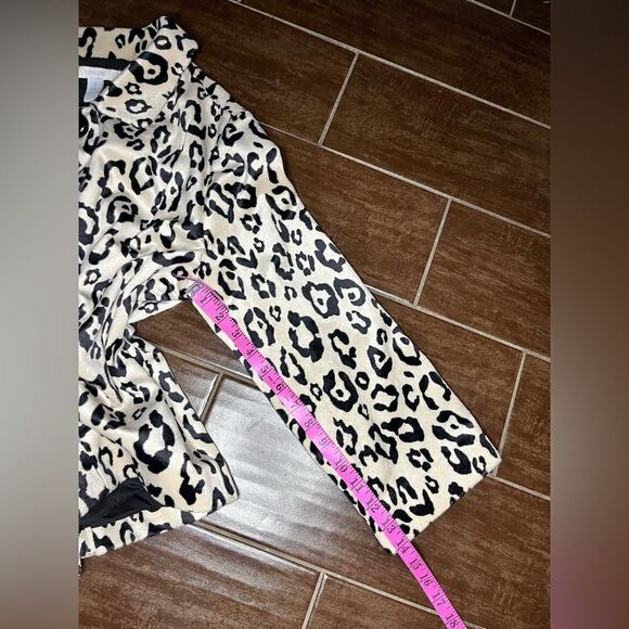 Chico’s animal print faux fur swing jacket sz 1 (M/8) - Picture 8 of 8